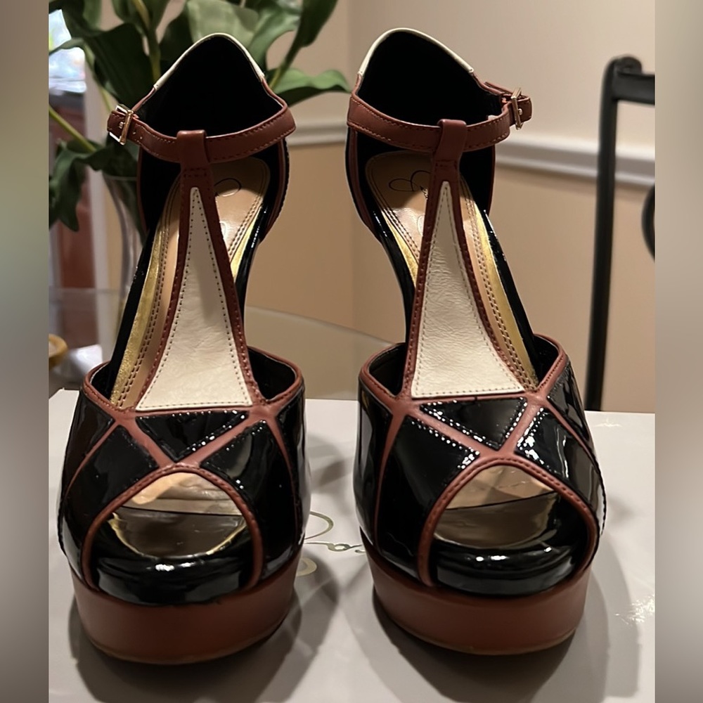 Jessica Simpson platform multi-colored peep toe pump